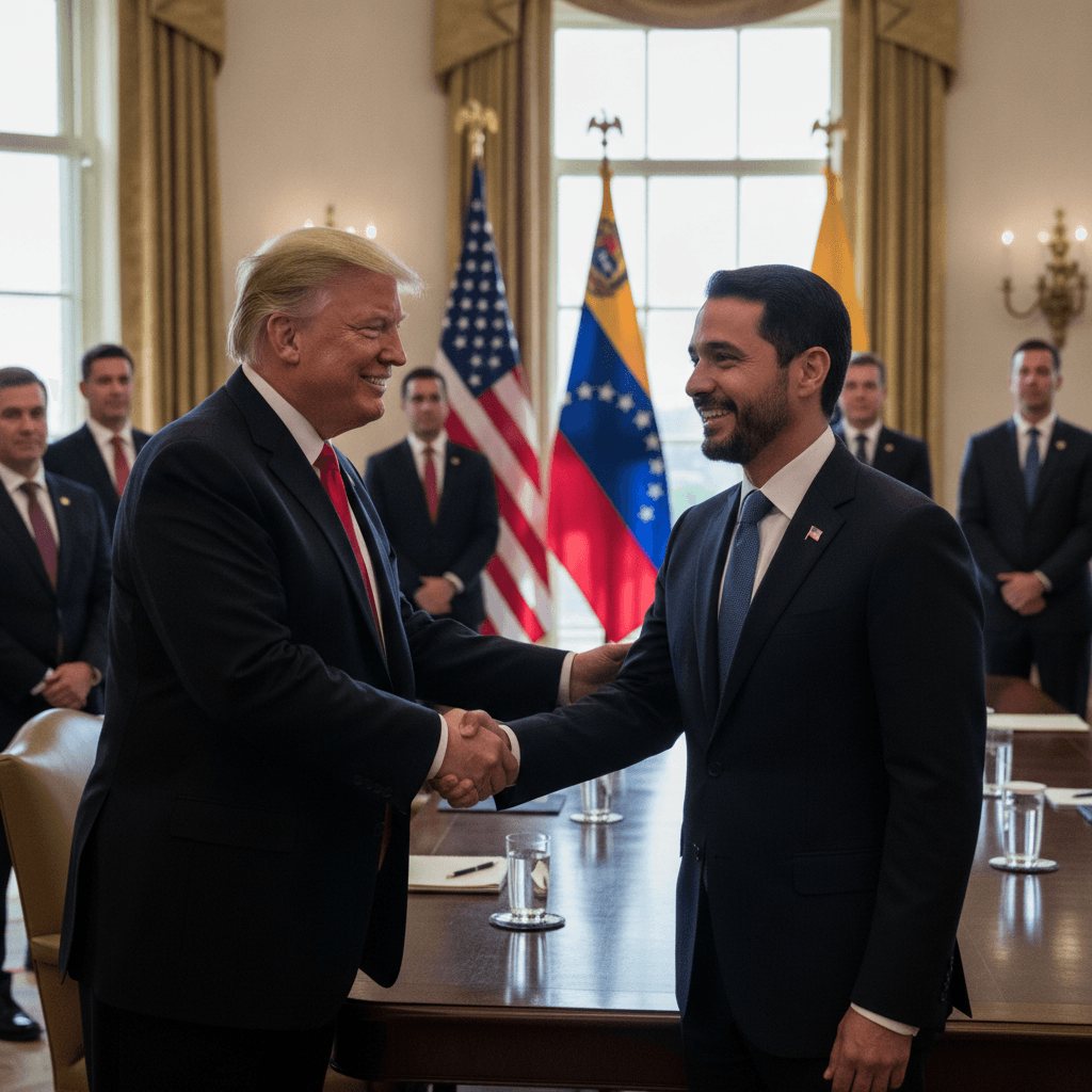 Trump meets US-backed Venezuelan president for first time since Maduro seized
