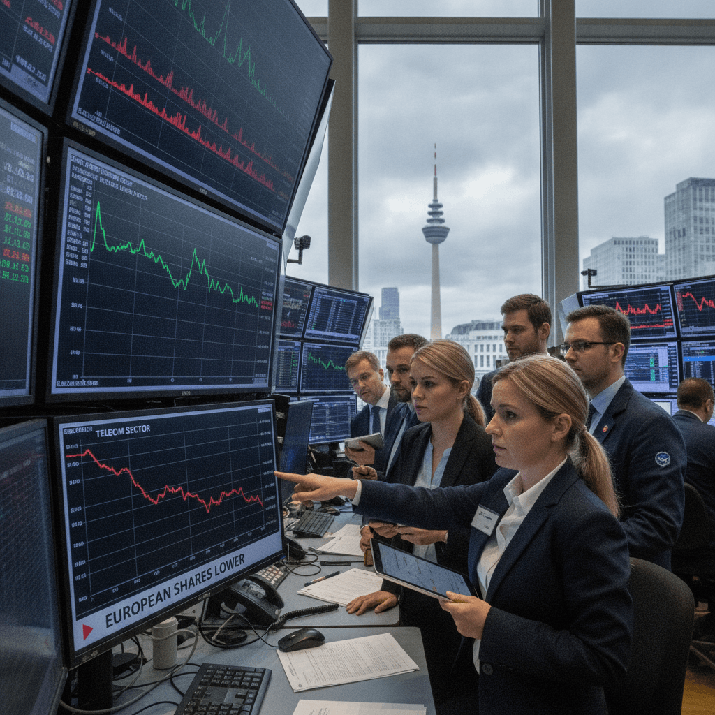 Global Market: European shares edge lower as telecom stocks weigh