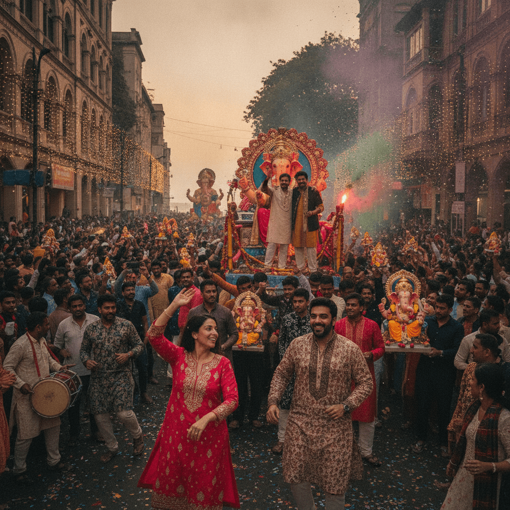 Ganpati visarjan: Radhika Ambani dances with Anant Ambani; Govinda poses with son