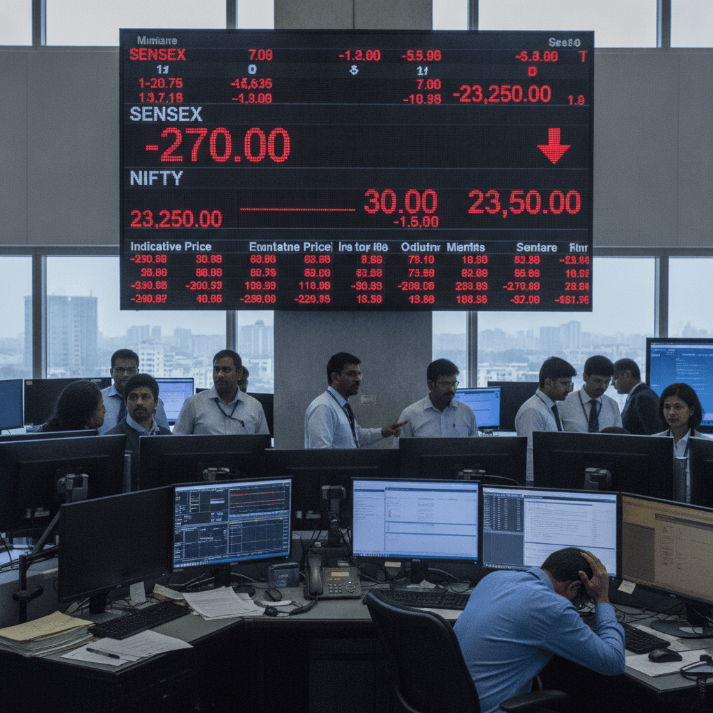 CAS chaos: Sensex ends in red as indicative price falls 270 points in 5 minutes, Nifty above 23,250