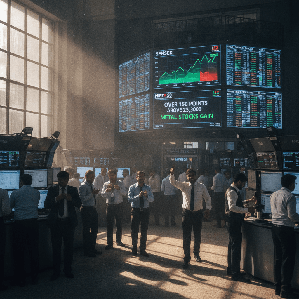 Sensex Today | Nifty 50 | Stock Market Live Updates: Sensex jumps over 150 points, Nifty above 23,300; metal stocks gain